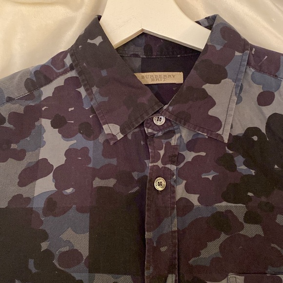 Burberry Brit camo dress shirt. Blue, grey and navy. Size small - Picture 4 of 5
